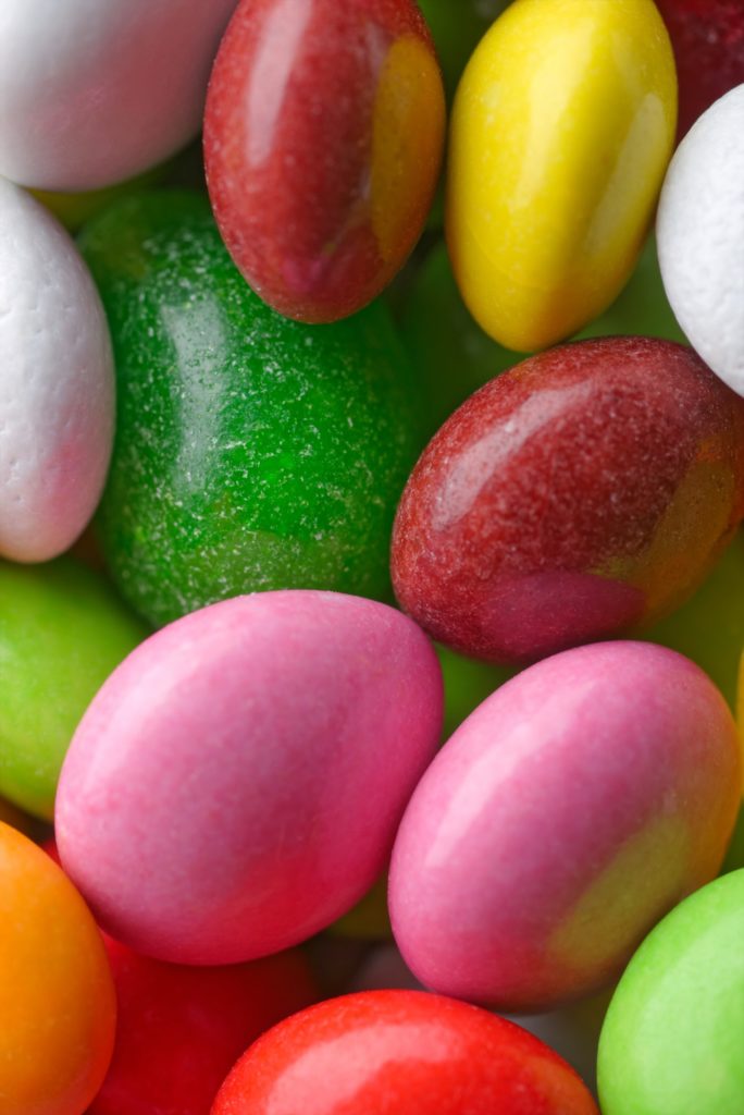 Multicolored round candies